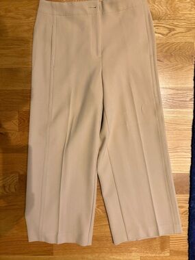 Ann Taylor Kate Curvy Classic Wide-Leg Beige Cropped Trousers